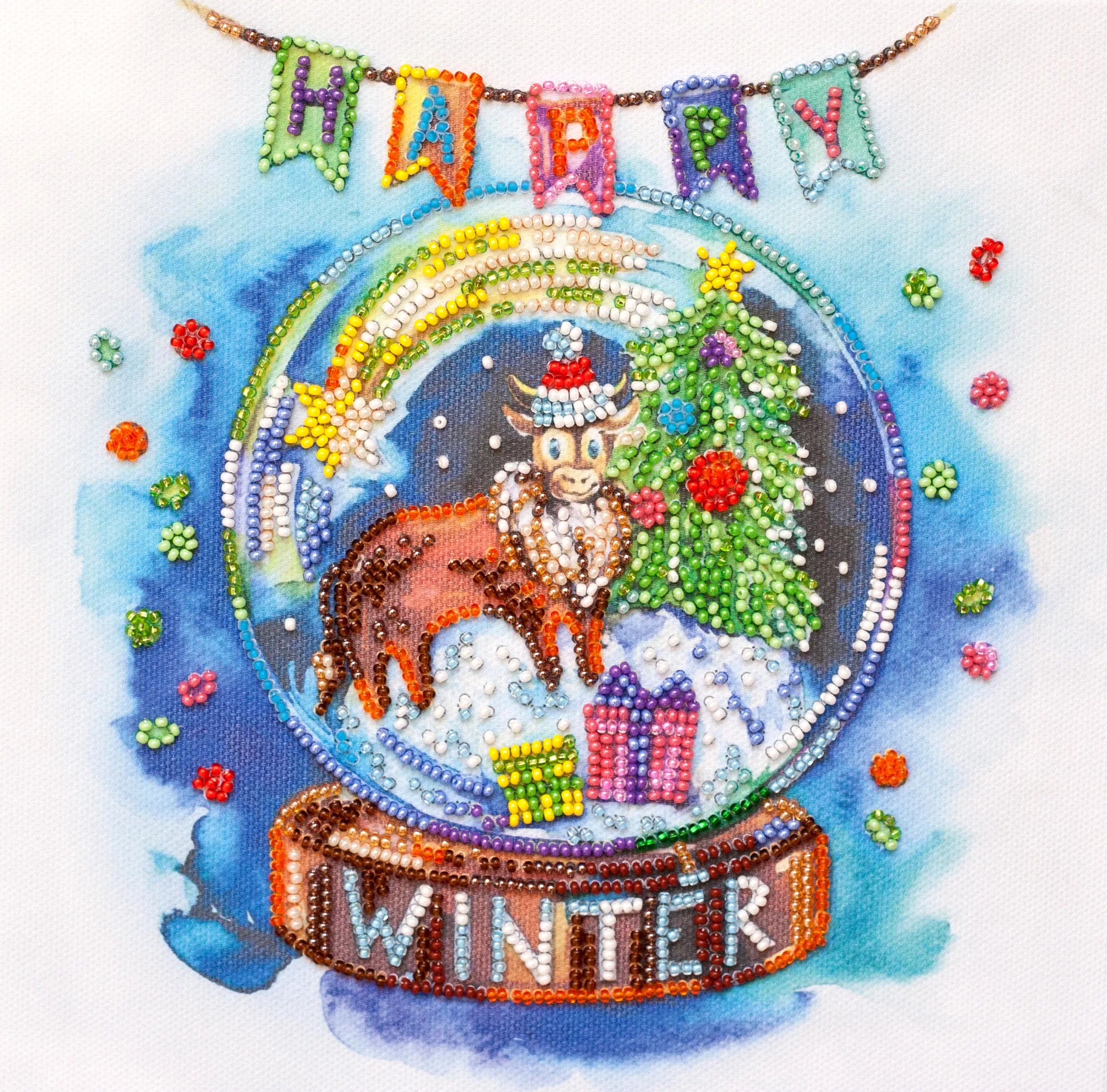 Bead Embroidery Kit Mid-sized bead embroidery kit Happy winter