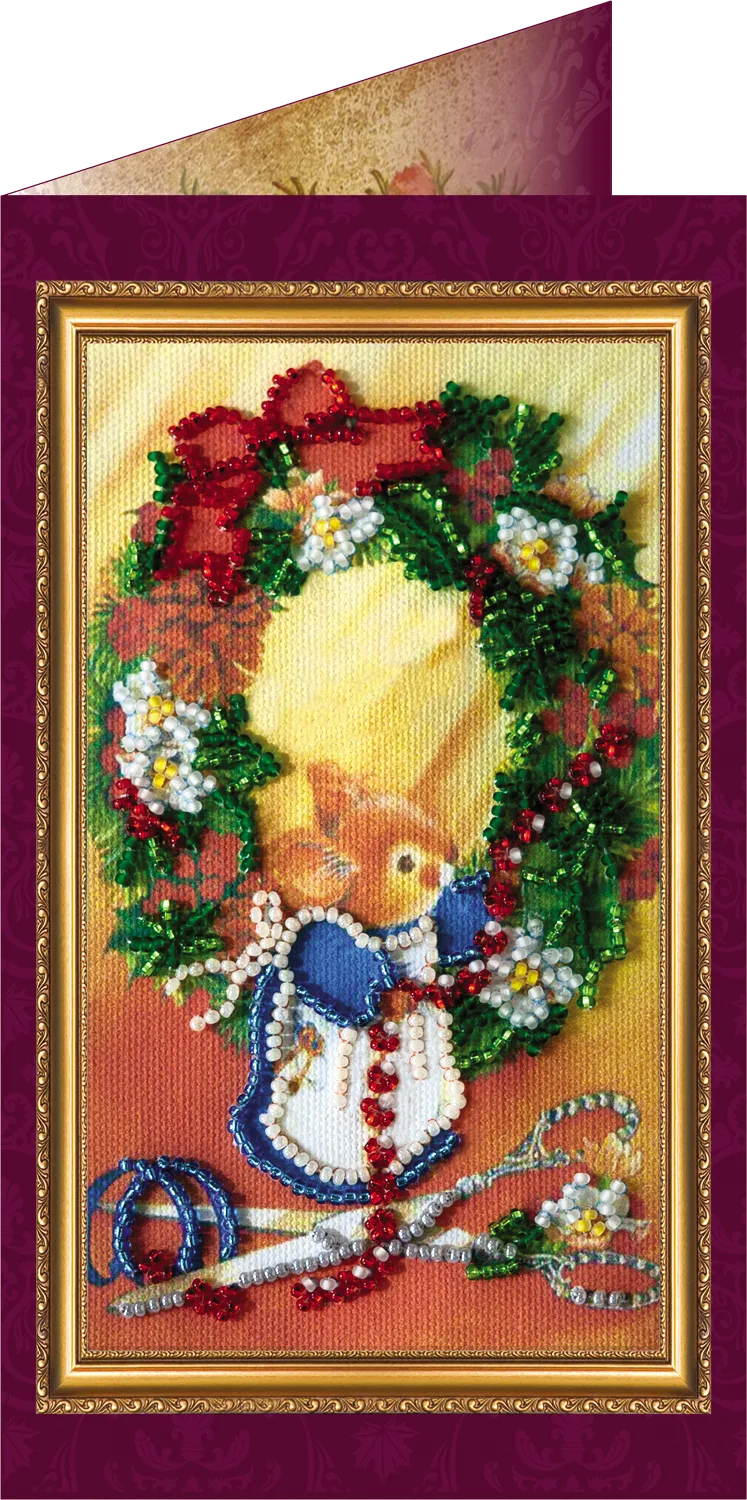 Postcards Bead Embroidery Kit Postcard Bead embroidery kit Merry Christmas – 1