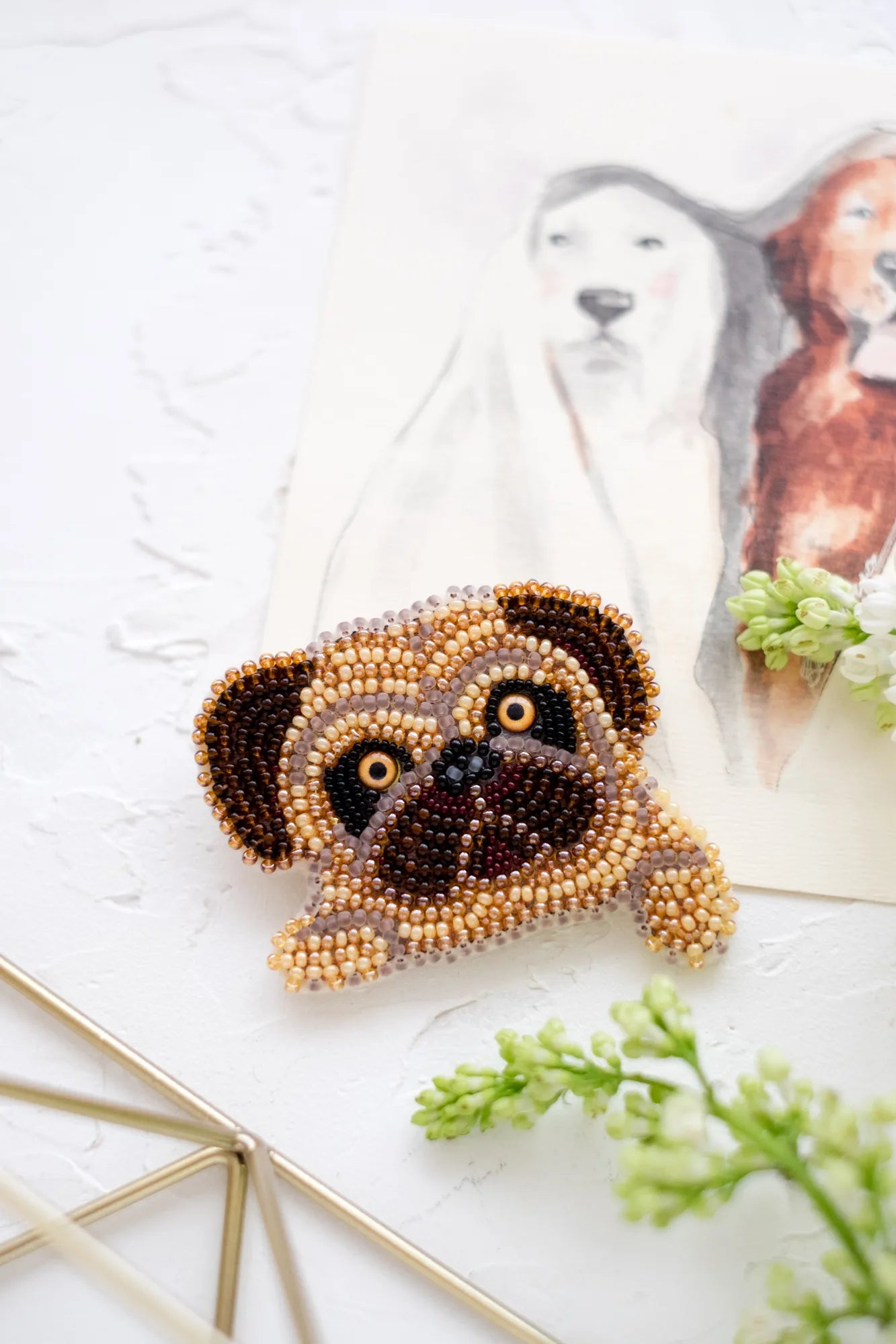 Brooch Embroidery Kit Decoration Pug