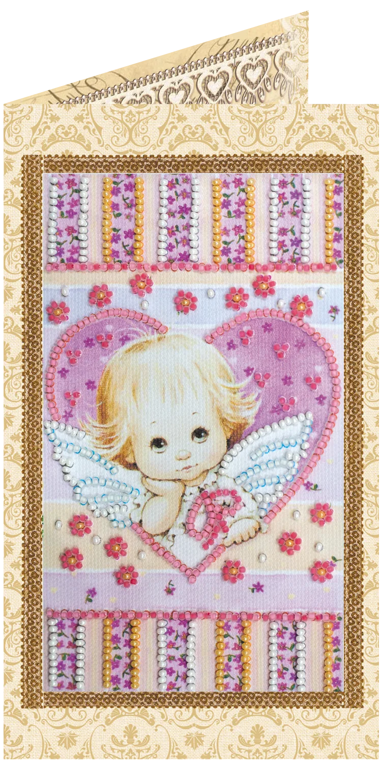 Postcards Bead Embroidery Kit Postcard Bead embroidery kit Little Cupid
