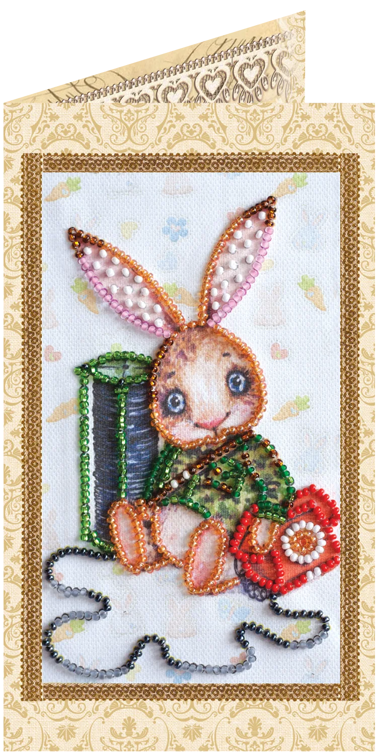 Postcards Bead Embroidery Kit Postcard bead embroidery kits Teddy hare - 1