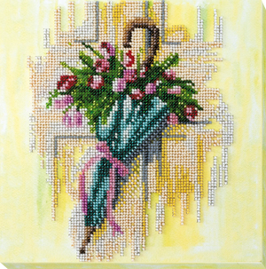 Bead Embroidery Kit Mid-sized bead embroidery kit Umbrella and tulips