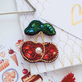 Brooch Embroidery Kit Decoration Cherries