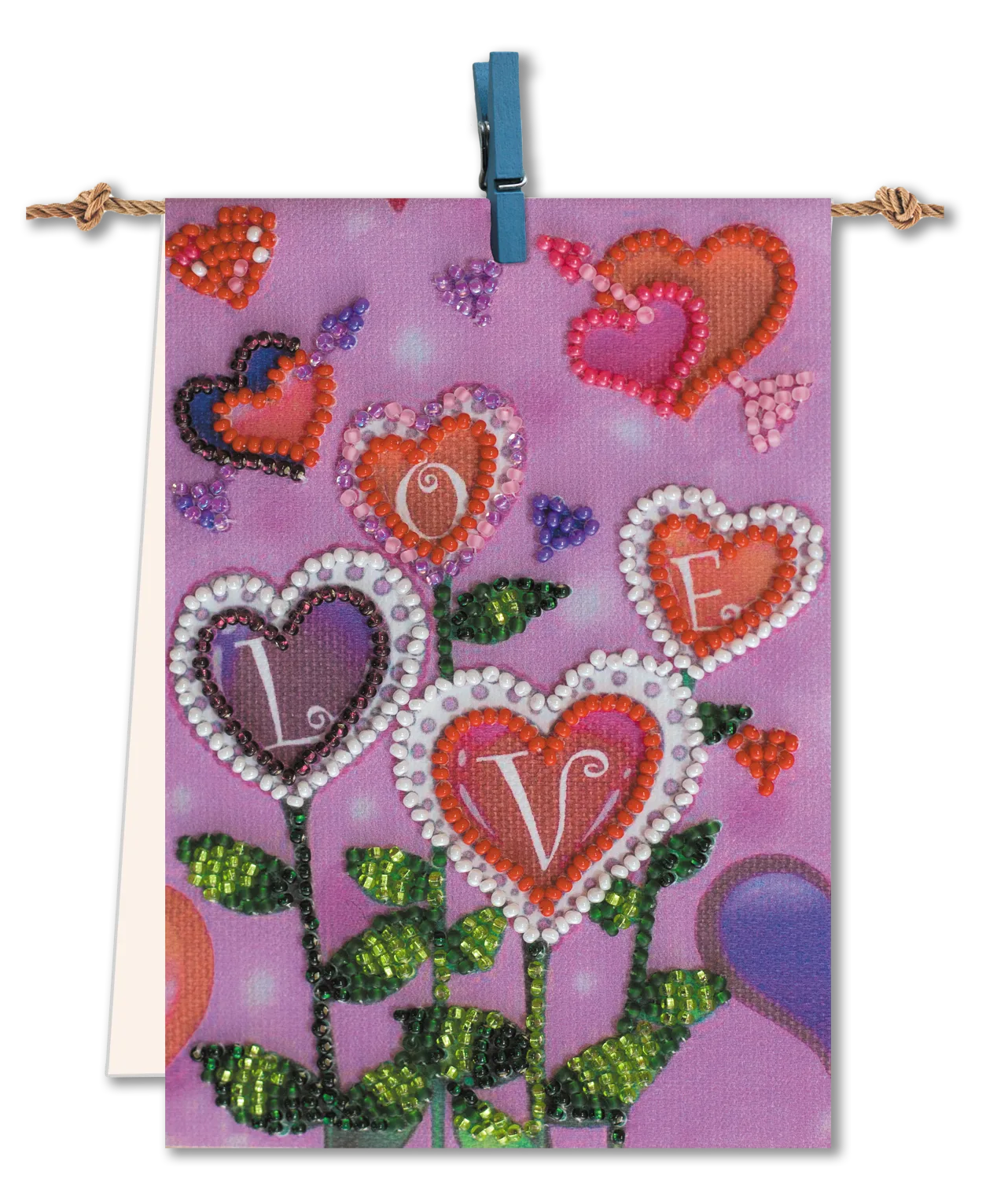 Pennant Bead Embroidery Kit Pennant-kit Bead Embroidery Flowers of love
