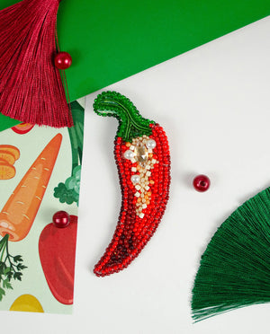 Brooch Embroidery Kit Decoration Hot pepper (Decoration)