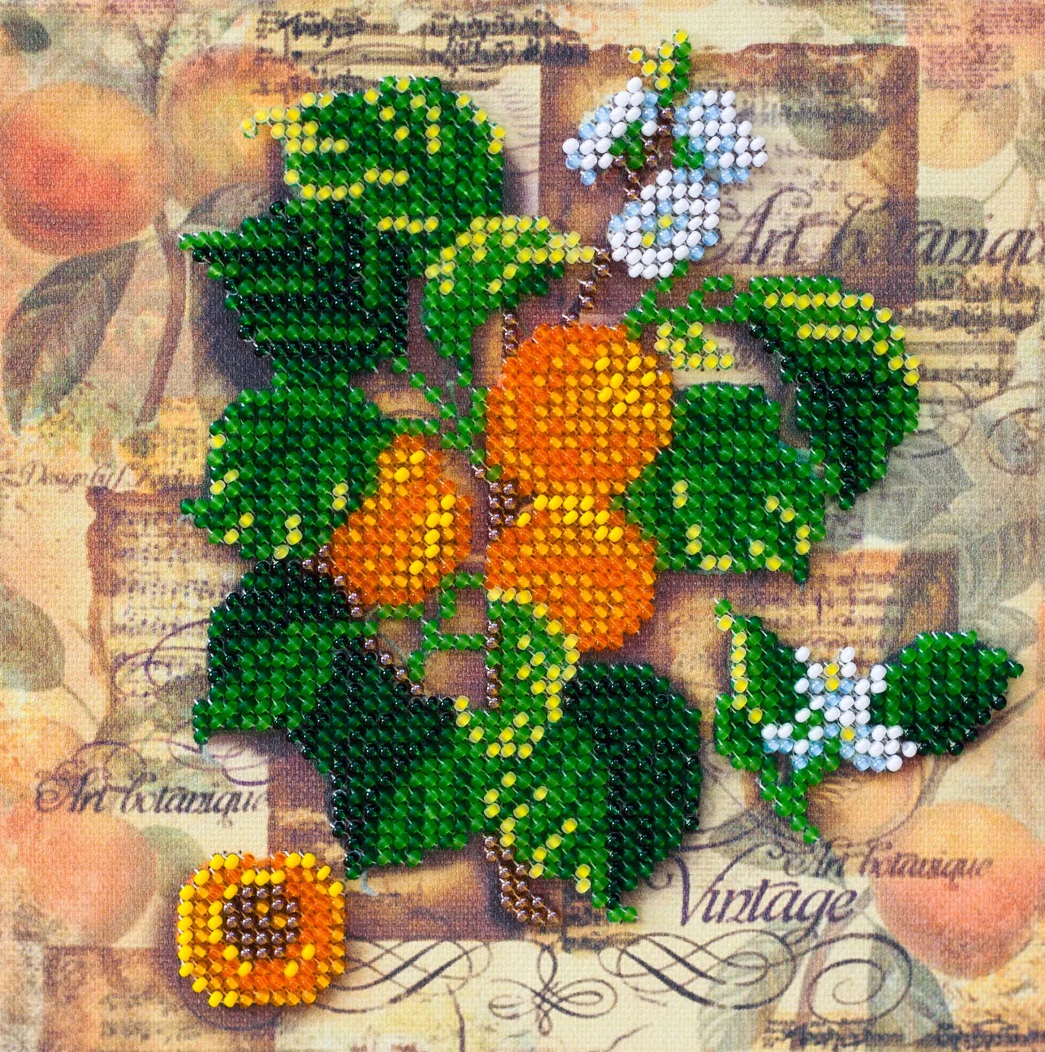 Bead Embroidery Kit Mini Bead embroidery kit Apricot branch
