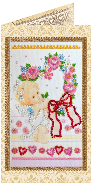 Postcards Bead Embroidery Kit Postcard Bead embroidery kit Mischievous cupid