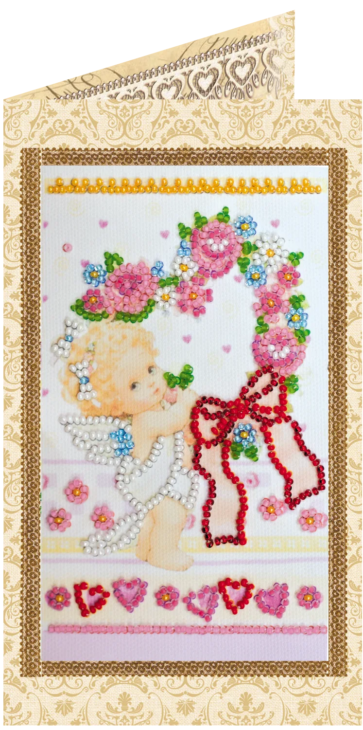 Postcards Bead Embroidery Kit Postcard Bead embroidery kit Mischievous cupid