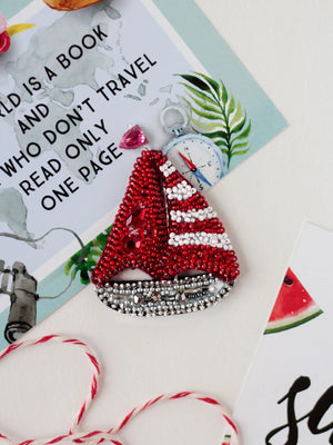 Brooch Embroidery Kit Decoration Light sailboat
