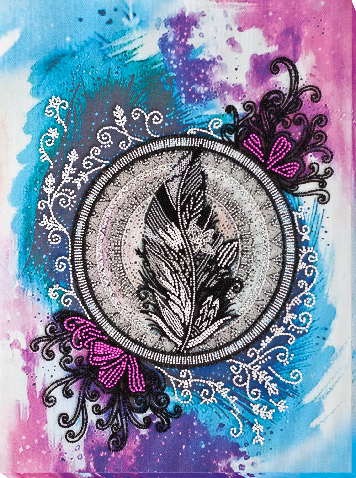 Bead Embroidery Kit Main Bead Embroidery Kit Mandala feather