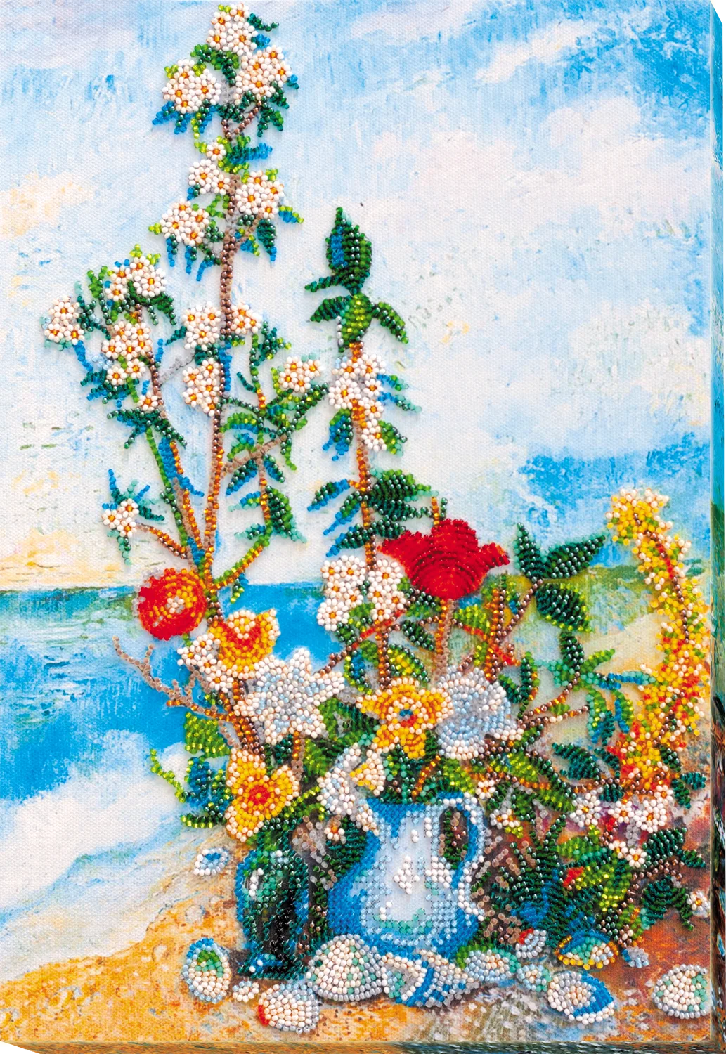 Bead Embroidery Kit Main Bead Embroidery Kit Flowers on the shore