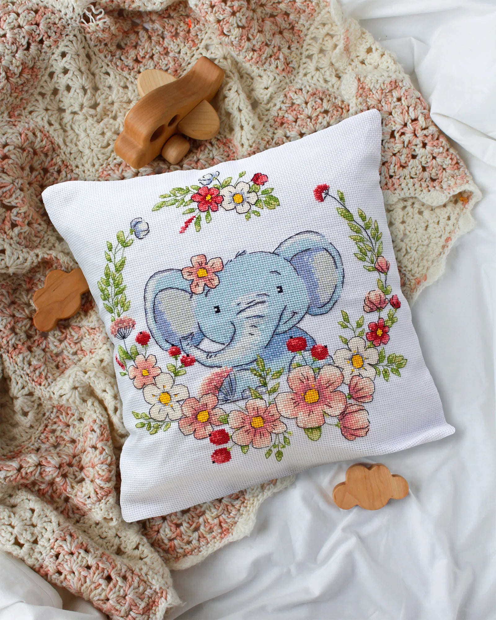 Cross Stitch Kit For Cushion Cross-stitch kits Elephant cub