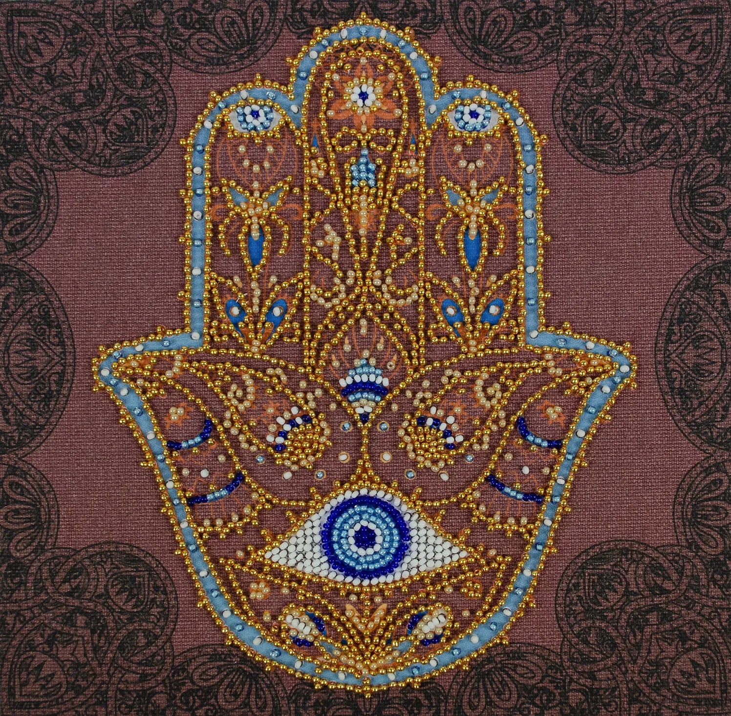 Bead Embroidery Kit Mid-sized bead embroidery kit Golden Hamsa