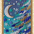 Postcards Bead Embroidery Kit Keychain cross-stitch kit Snowy night