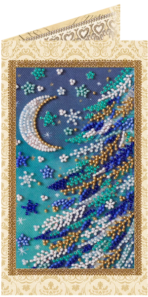Postcards Bead Embroidery Kit Keychain cross-stitch kit Snowy night