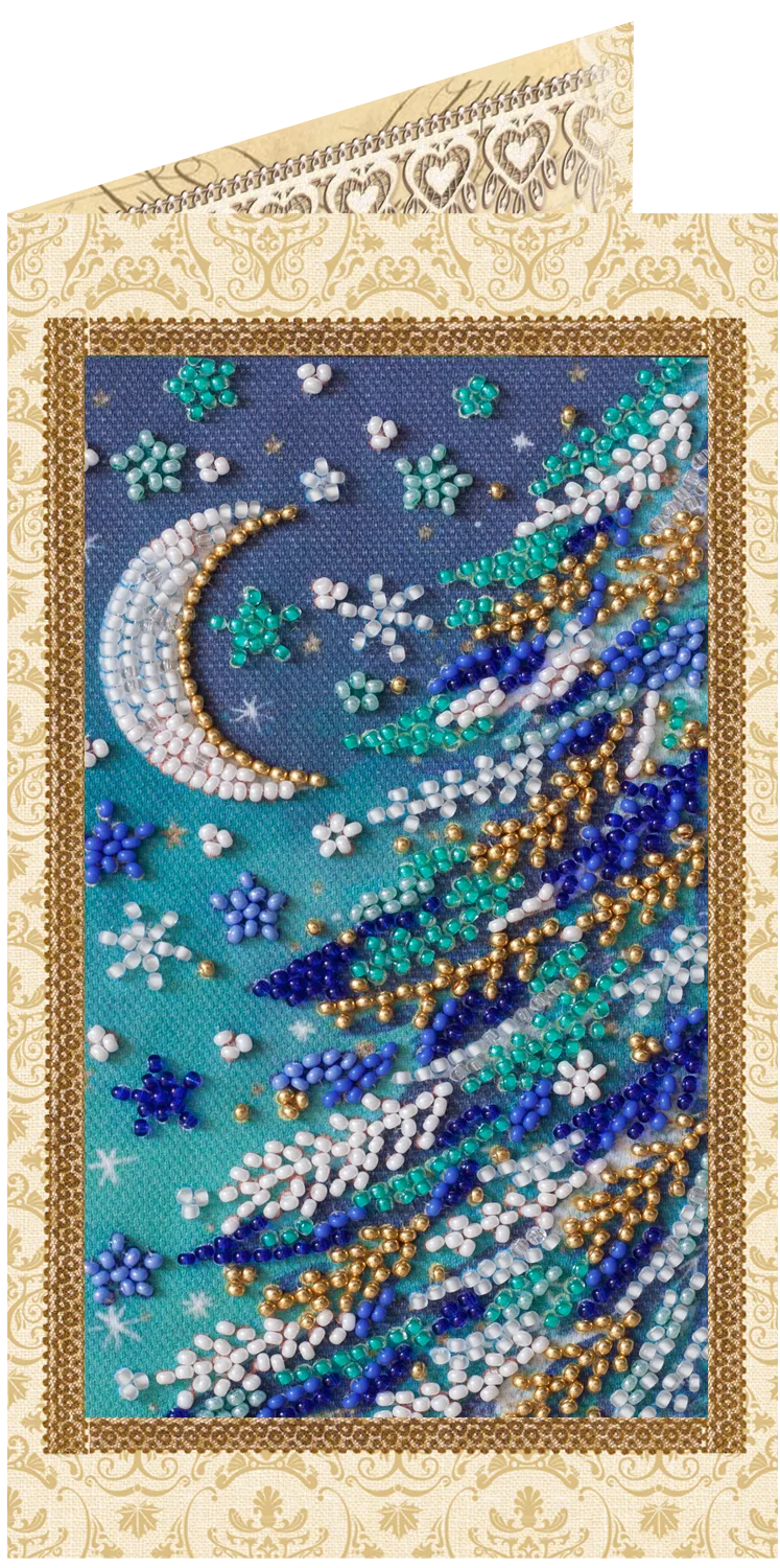 Postcards Bead Embroidery Kit Keychain cross-stitch kit Snowy night
