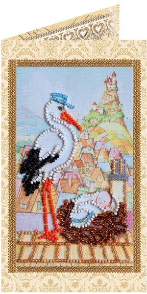 Postcards Bead Embroidery Kit Postcard bead embroidery kits Stork gift