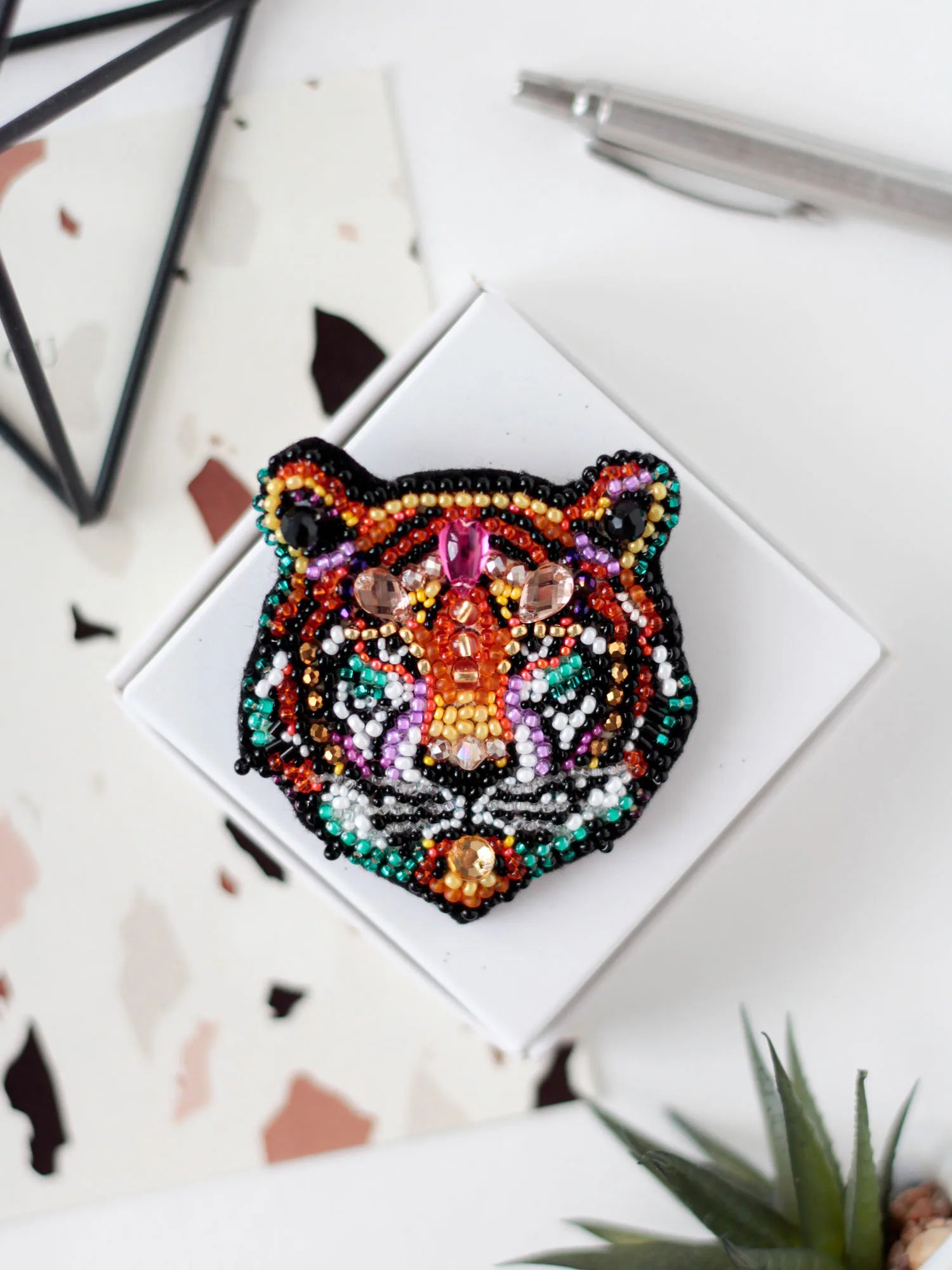 Brooch Embroidery Kit Decoration Tiger