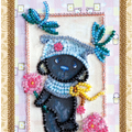Postcards Bead Embroidery Kit Postcard bead embroidery kits Teddy bear and dragonfly