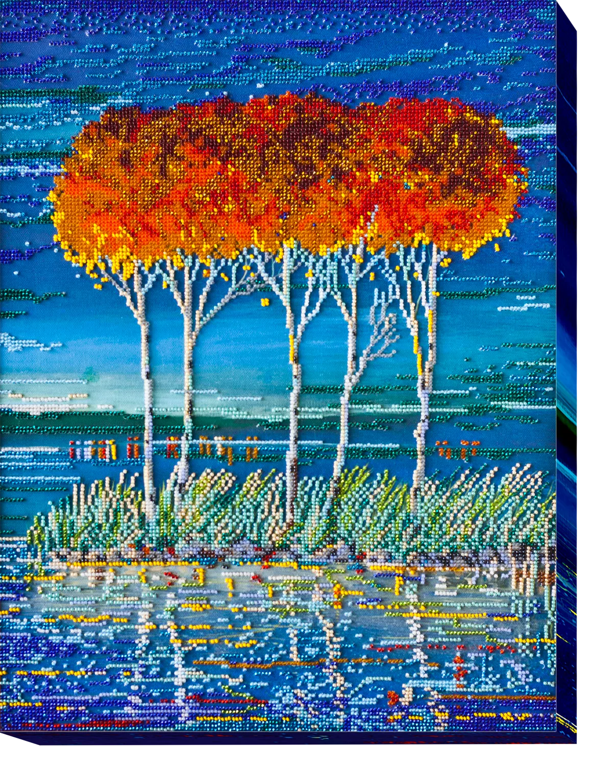 Bead Embroidery Kit Fire in sky blue - 3