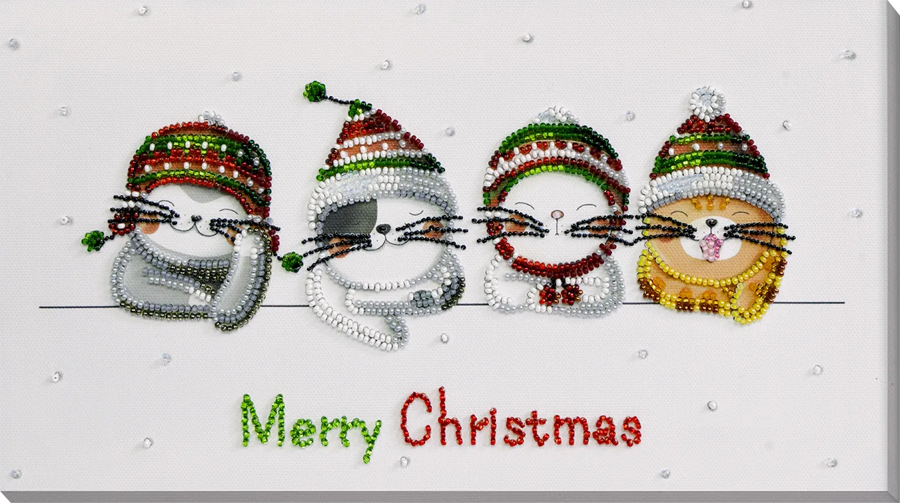 Bead Embroidery Kit Main Bead Embroidery Kit Holiday cats