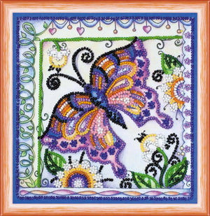 Bead Embroidery Kit Mini Bead embroidery kit Butterfly in flowers