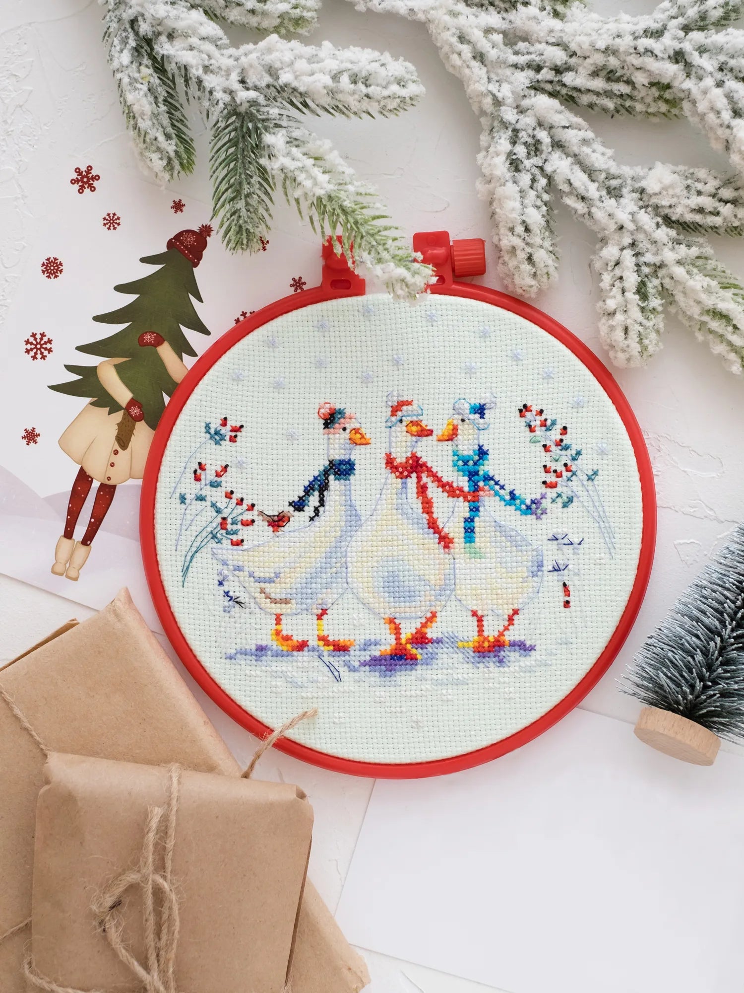 Cross Stitch Kit Cross-stitch kits Three cute geese