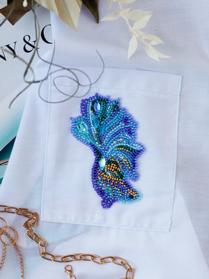 Bead Embroidery Kit On Clothes Decoration Blue gold-A