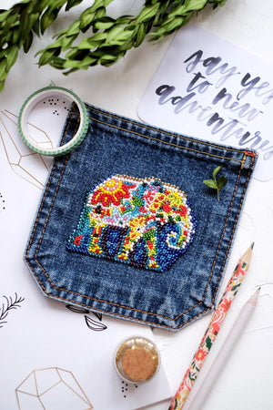 Bead Embroidery Kit On Clothes Decoration Elephant