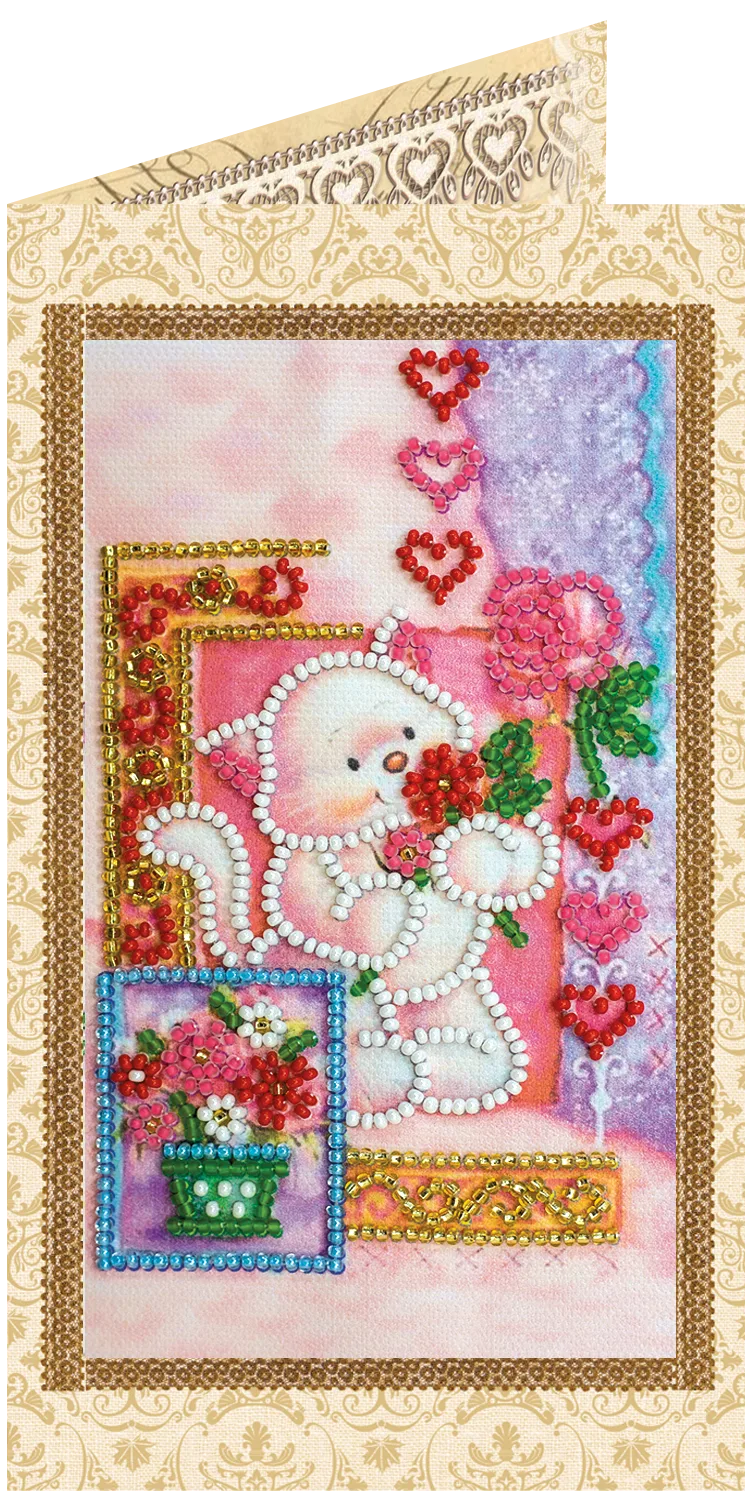 Postcards Bead Embroidery Kit Postcard Bead embroidery kit Pussycat