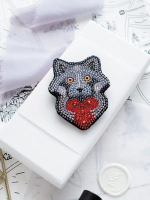Brooch Embroidery Kit Decoration Little raccoon