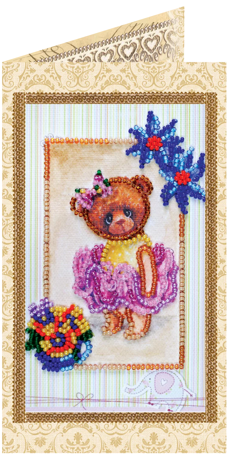 Postcards Bead Embroidery Kit Postcard bead embroidery kits Teddy bear - 5