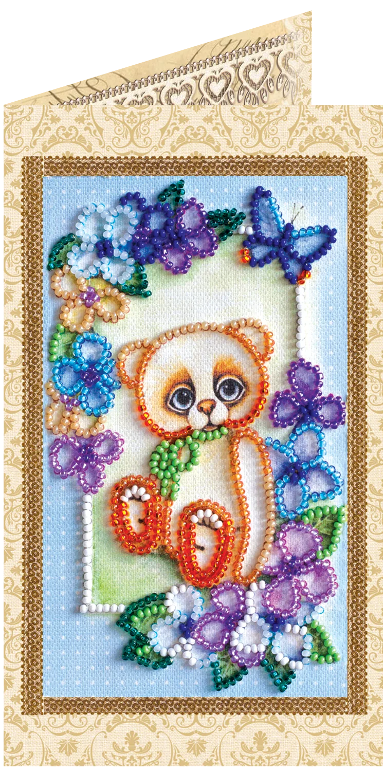 Postcards Bead Embroidery Kit Postcard bead embroidery kits Teddy bear - 2
