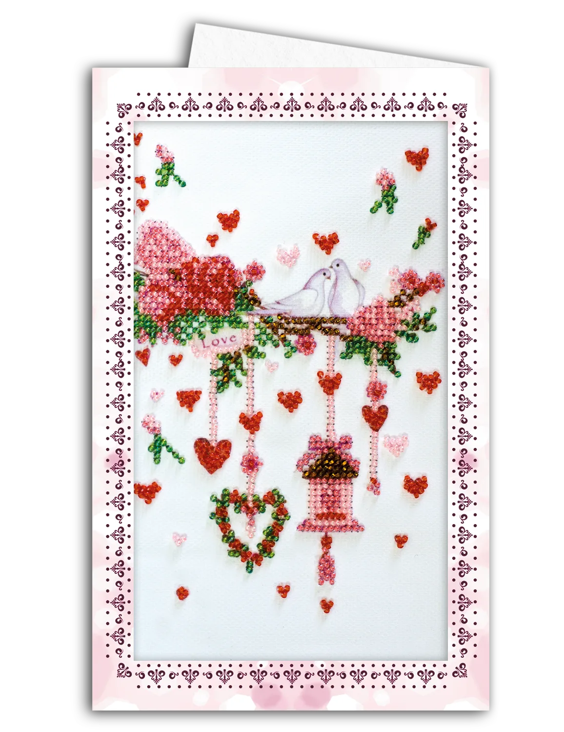 Postcards Bead Embroidery Kit Postcard-envelope for microbead embroidery Wedding tinsel