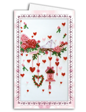 Postcards Bead Embroidery Kit Postcard-envelope for microbead embroidery Wedding tinsel