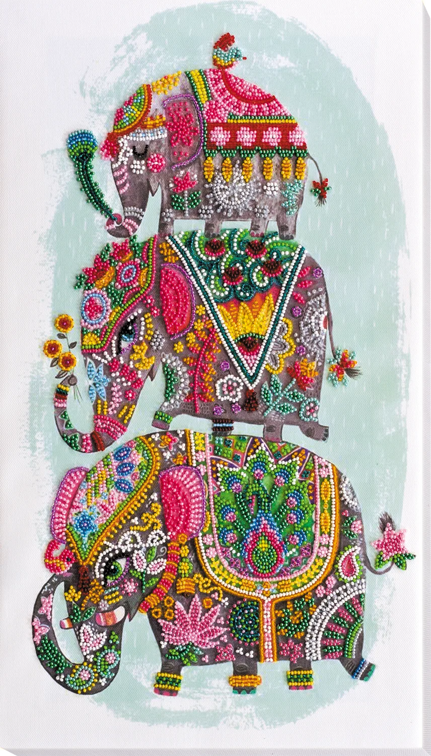 Bead Embroidery Kit Main Bead Embroidery Kit Three elephants for happiness