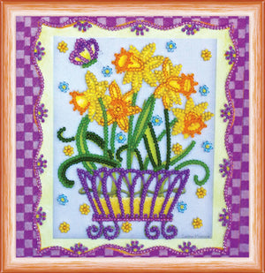 Bead Embroidery Kit Mini Bead embroidery kit Blooming daffodils