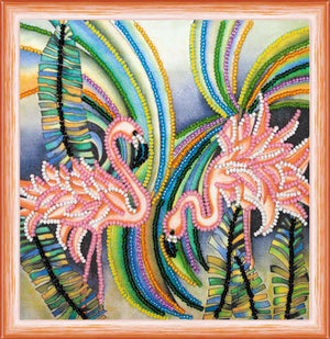 Bead Embroidery Kit Mini Bead embroidery kit Pink flamingos