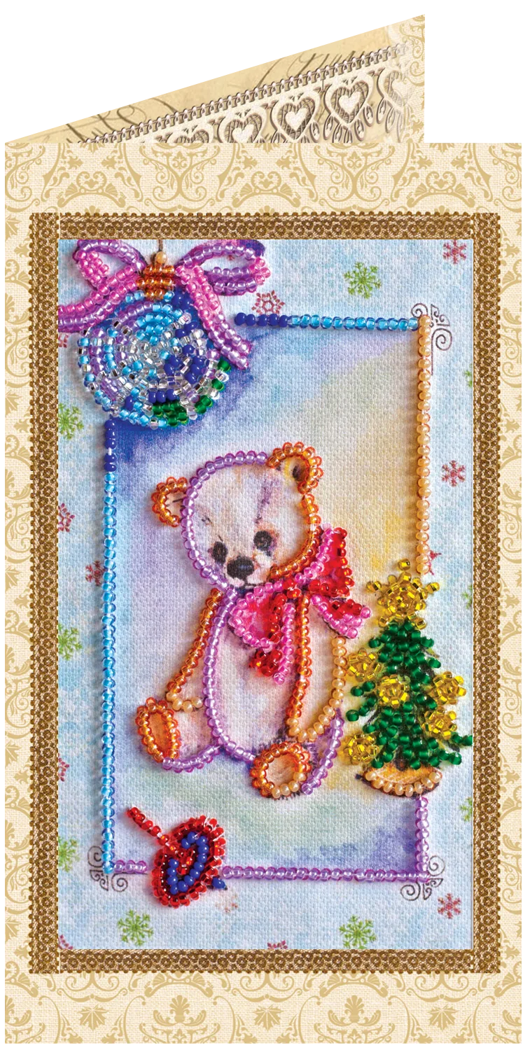 Postcards Bead Embroidery Kit Postcard bead embroidery kits Teddy bear - 3