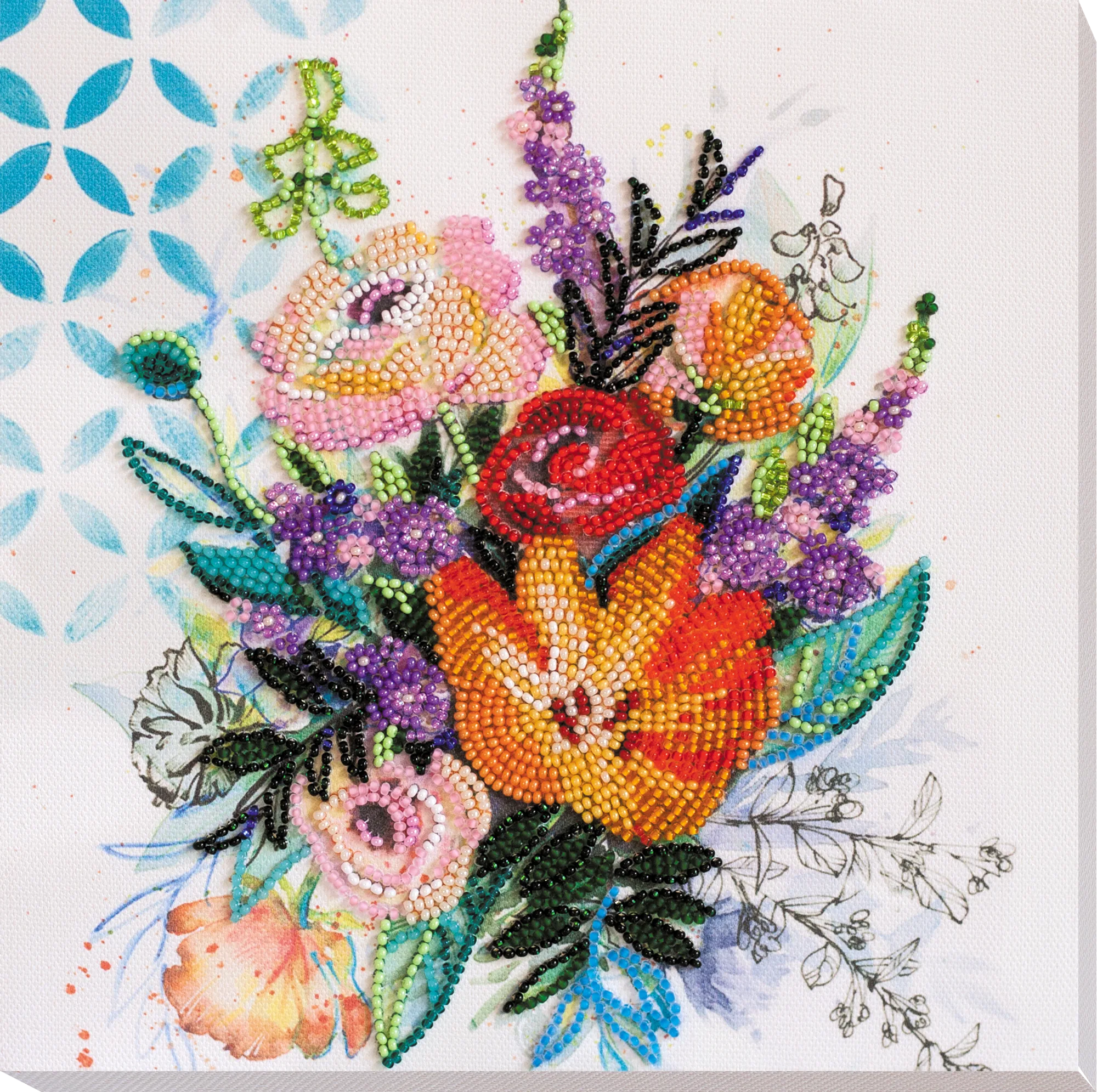 Bead Embroidery Kit Mid-sized bead embroidery kit Blooming flowers
