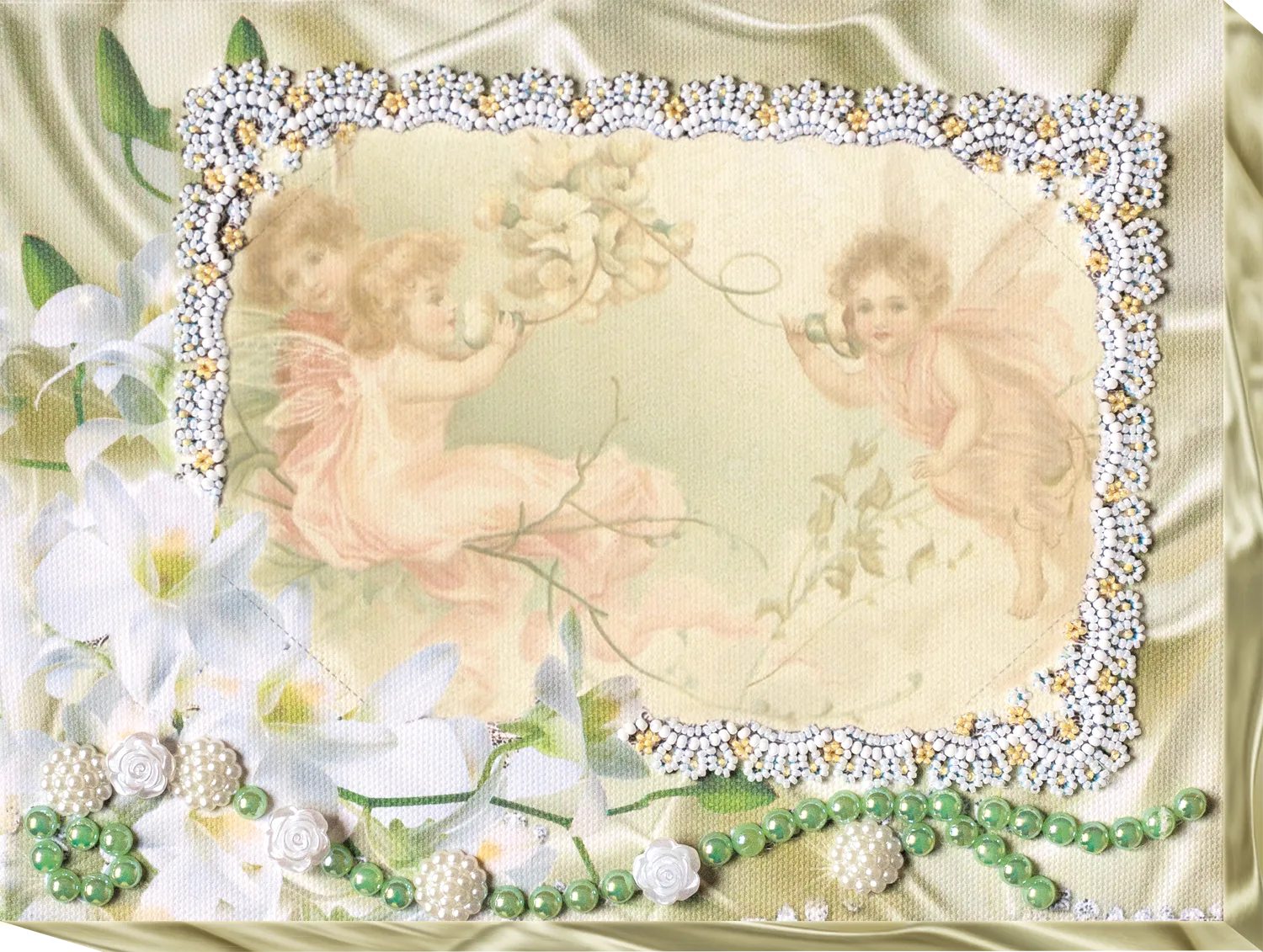 Photo Frame Bead Embroidery Kit Photo frame kit for bead embroidery Photo frame kit for bead embroidery "Delicate Lily of the valley"