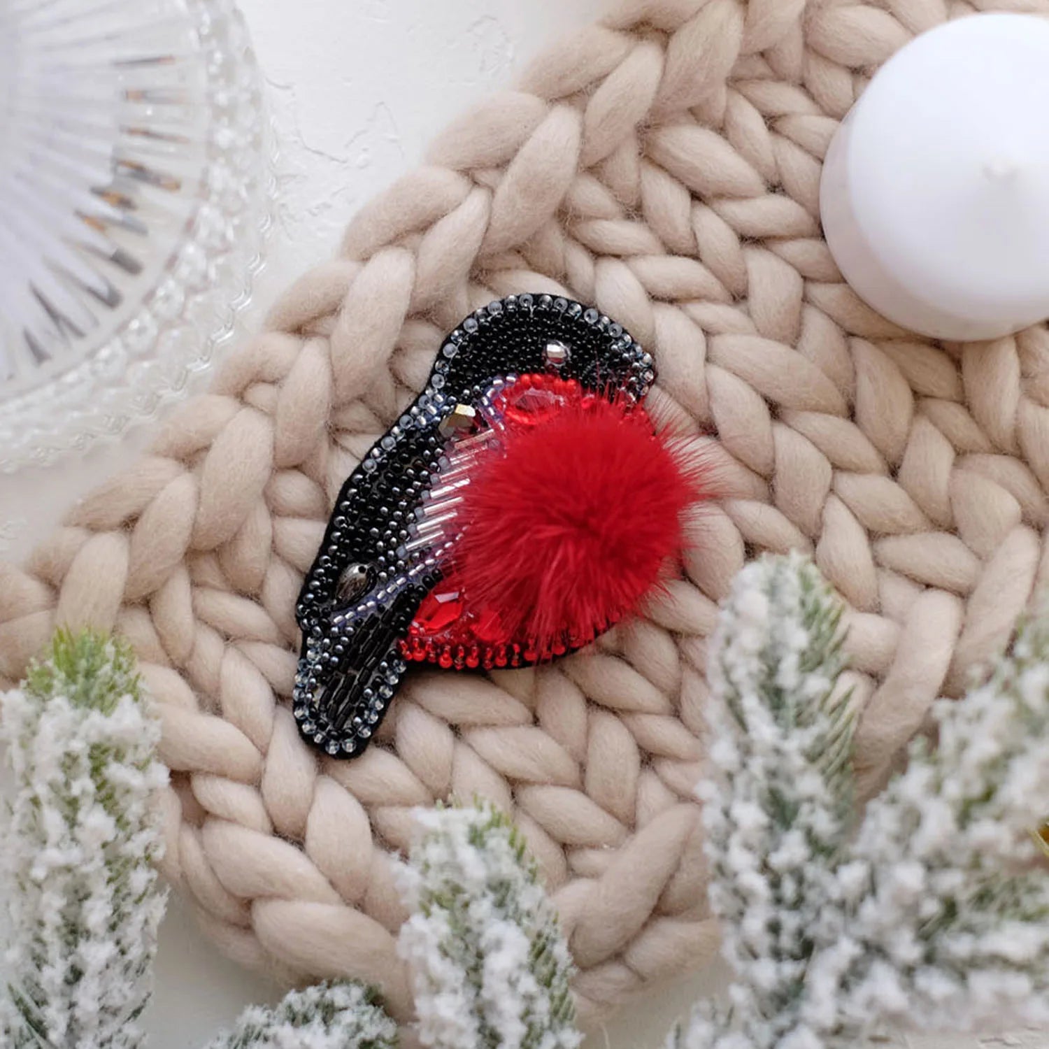 Brooch Embroidery Kit Decoration Bullfinch