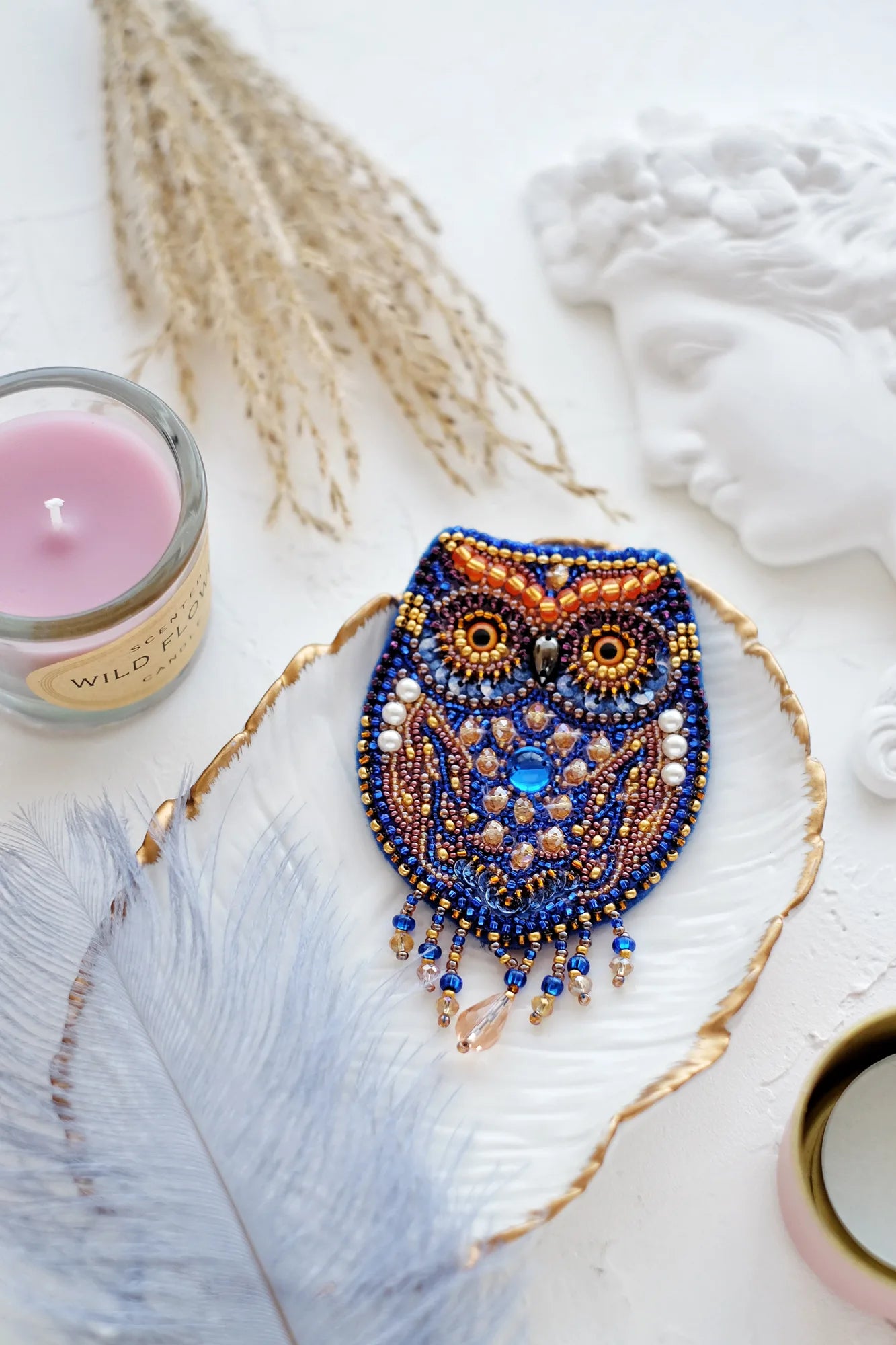 Brooch Embroidery Kit Decoration Owl