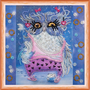 Bead Embroidery Kit Mini Bead embroidery kit Owl and alarm clock