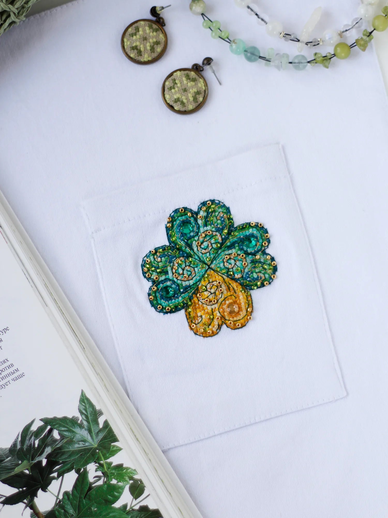 Cross Stitch Kit On Clothes Cross-stitch kits Good luck leaf-1