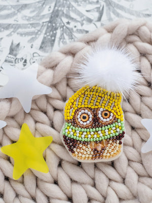 Brooch Embroidery Kit Decoration Owl Kuzya