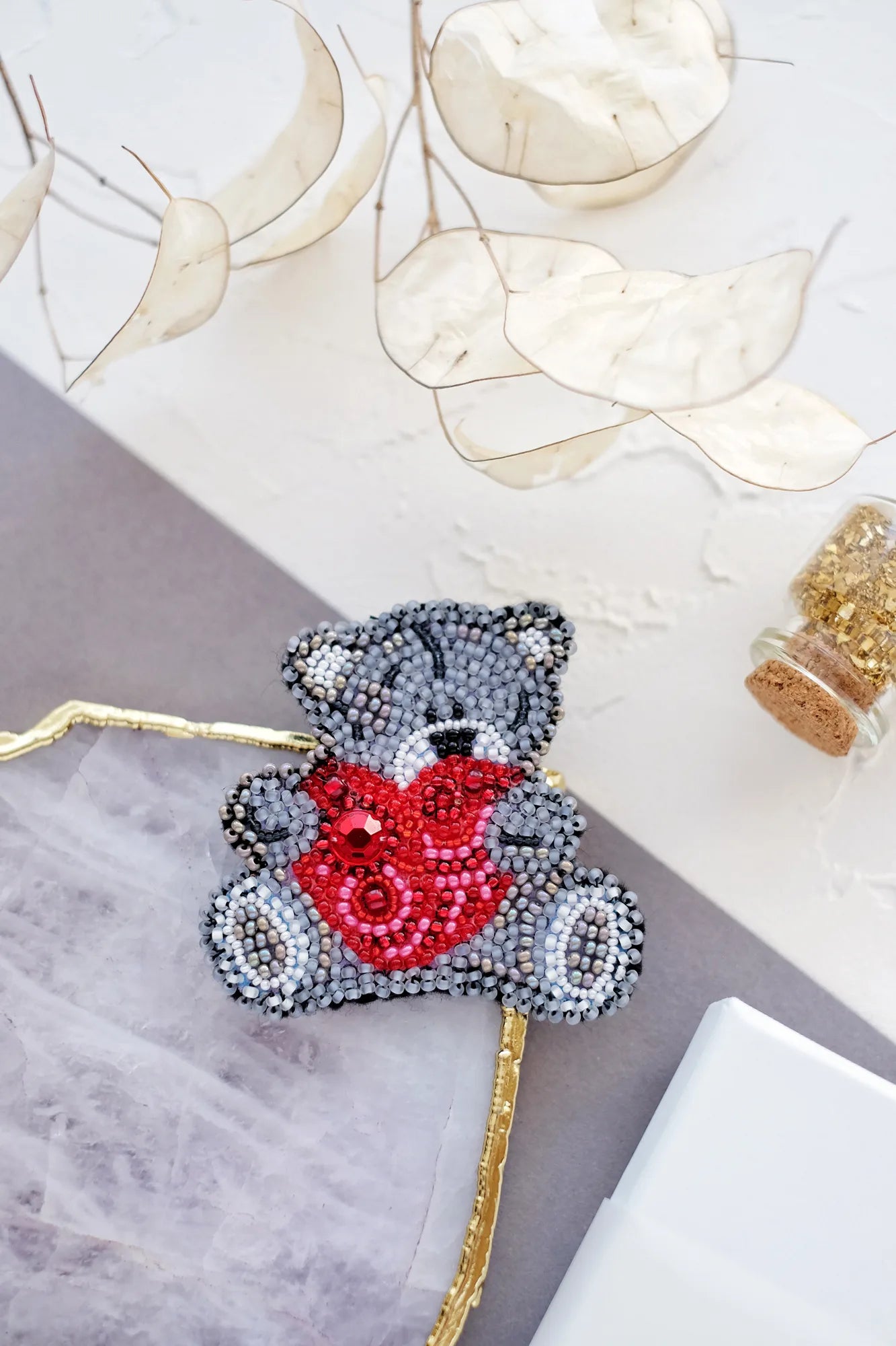 Brooch Embroidery Kit Decoration Bear in love