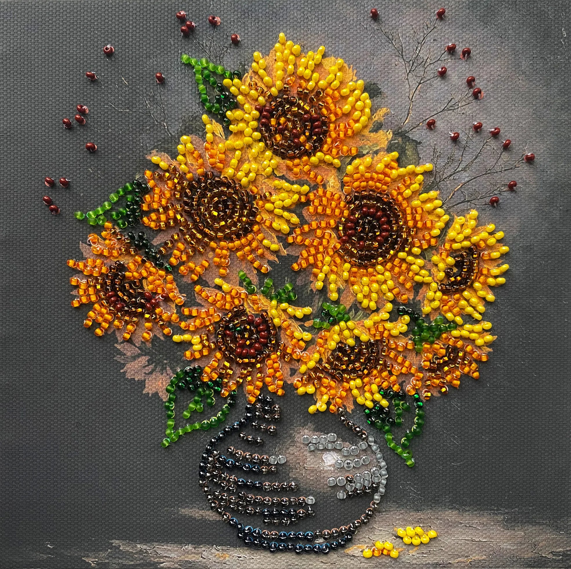 Bead Embroidery Kit Mini Bead embroidery kit Homely sunflowers