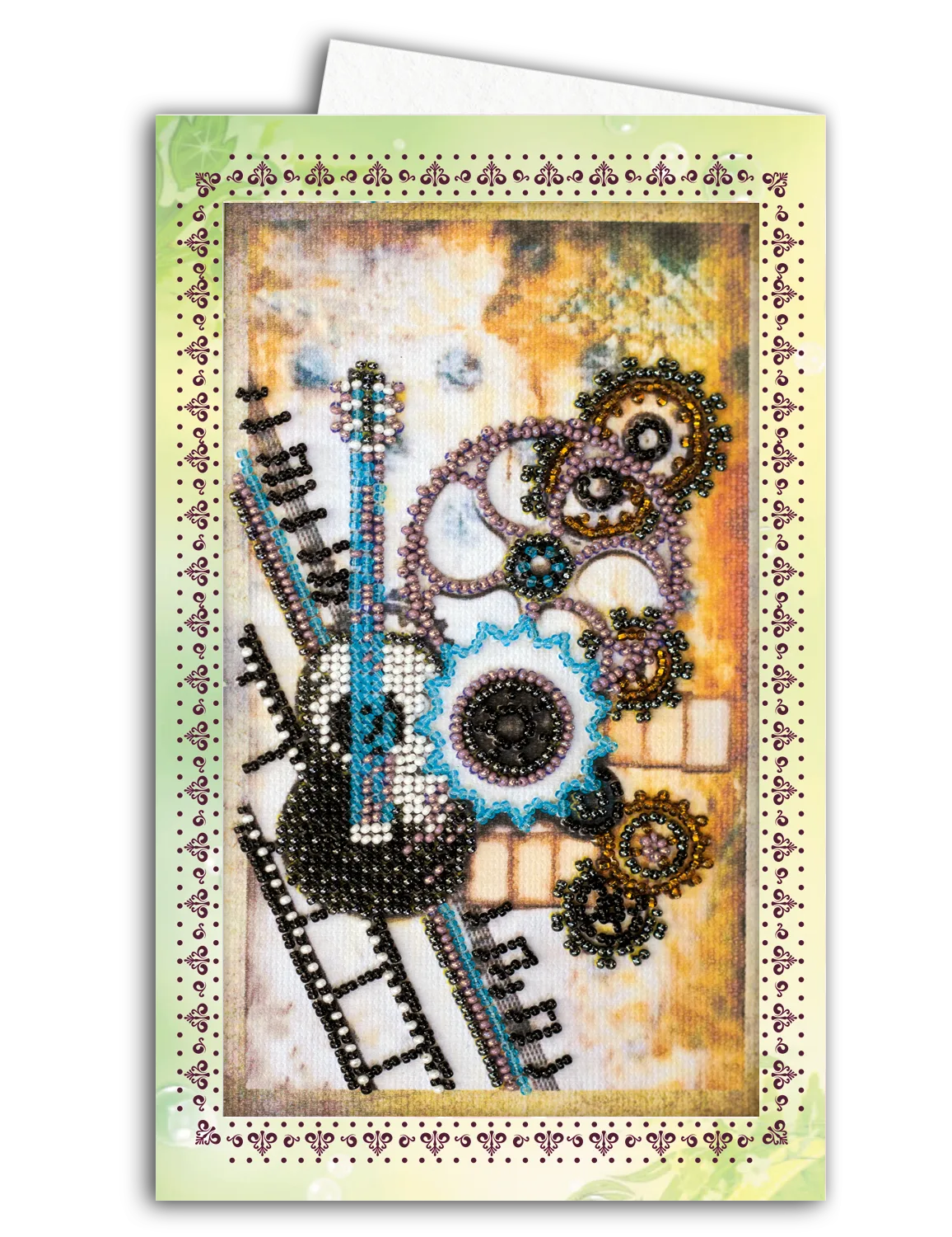 Postcards Bead Embroidery Kit Postcard-envelope for microbead embroidery Guitar