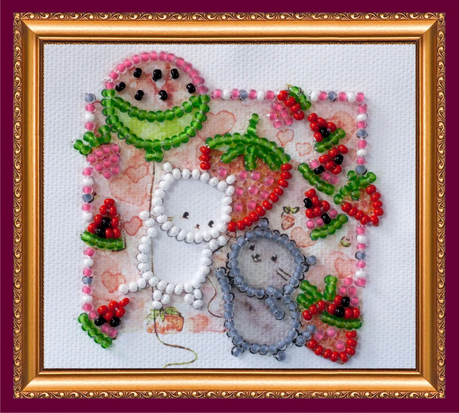 Magnets Bead Embroidery Kit Magnets Bead embroidery kit Kittens in strawberry